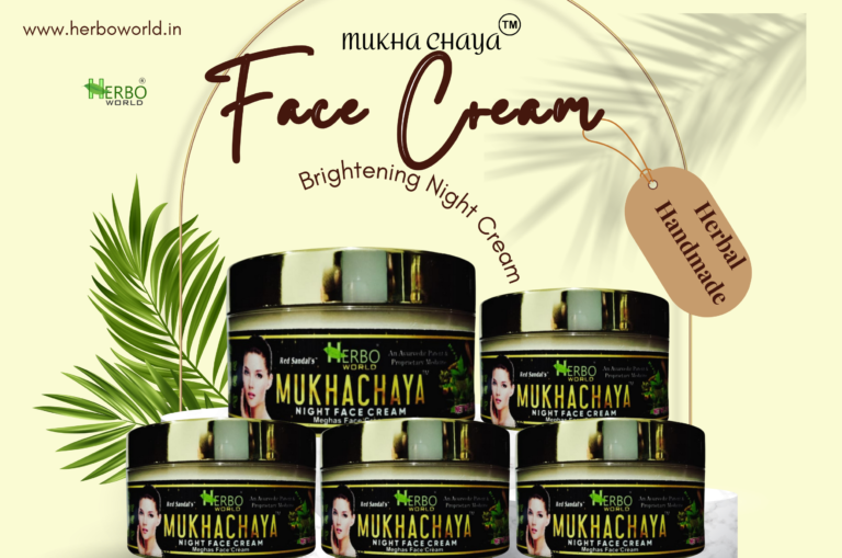Herbo World’s “MukhaChaya” Night Face Cream is your secret weapon against signs of aging, environmental damage, and daily stressors. Enriched with ingredients like Vitamin E, Hyaluronic Acid, and botanical extracts, our cream works tirelessly throughout the night to restore your skin’s natural balance and vitality.